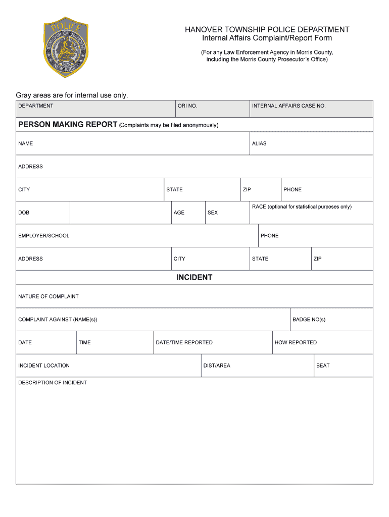 Police Report Template Fill Online Printable Fillable Blank PdfFiller