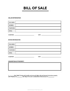 Printable Bill Of Sale World Of Printables