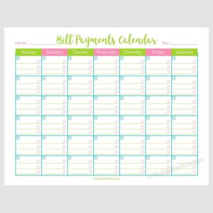 Printable Bill Payments Calendar A Cultivated Nest Bill Calendar Bills Printable Free Printable Calendar Monthly