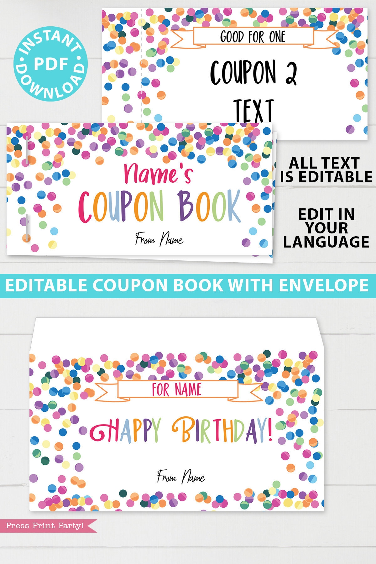 Printable Coupon Book Template DIY Birthday Coupons Book Etsy de