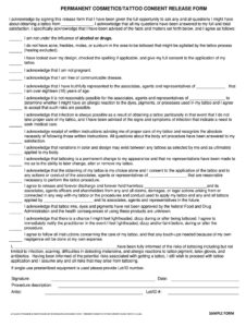 Printable Tattoo Consent Form Fill Out Sign Online DocHub