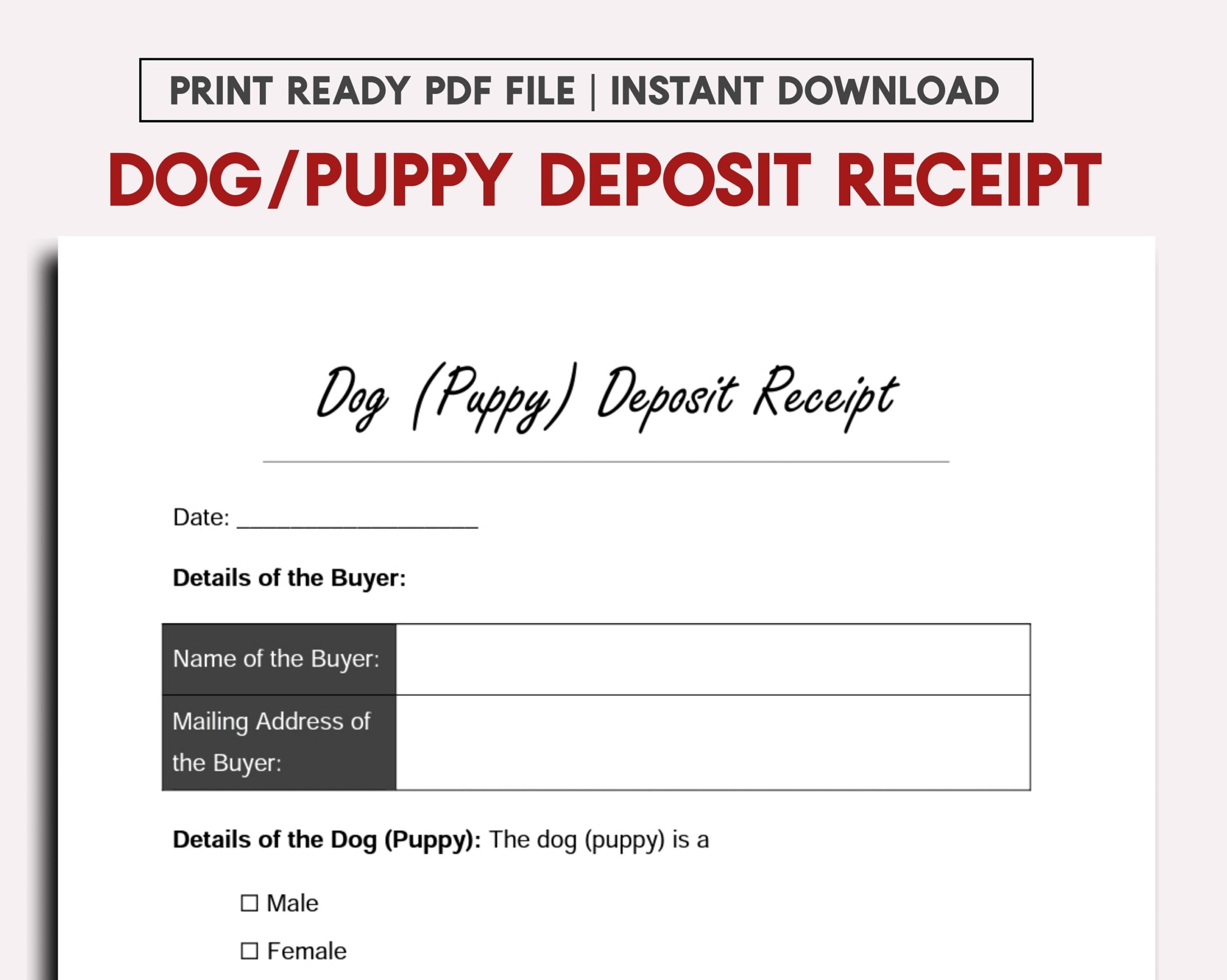 Printable Blank Puppy Sale Contract Templates