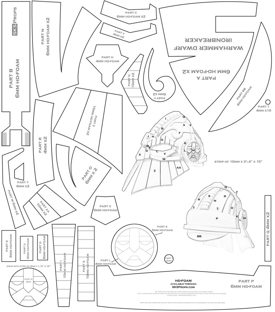 Printable Free Foam Helmet Template Pdf Printables Template Free