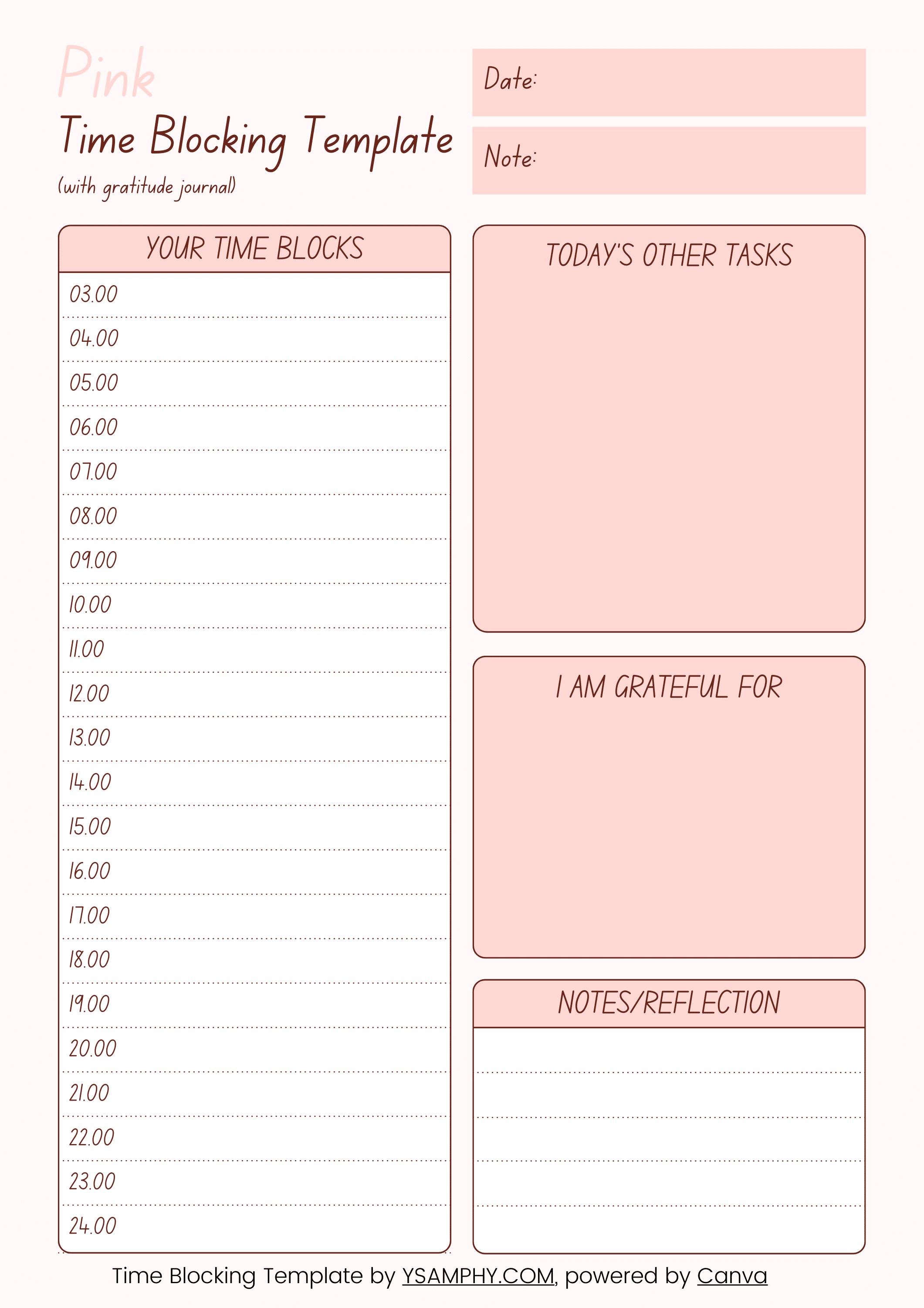 Printable Time Blocking Template Pdf Printables Template Free