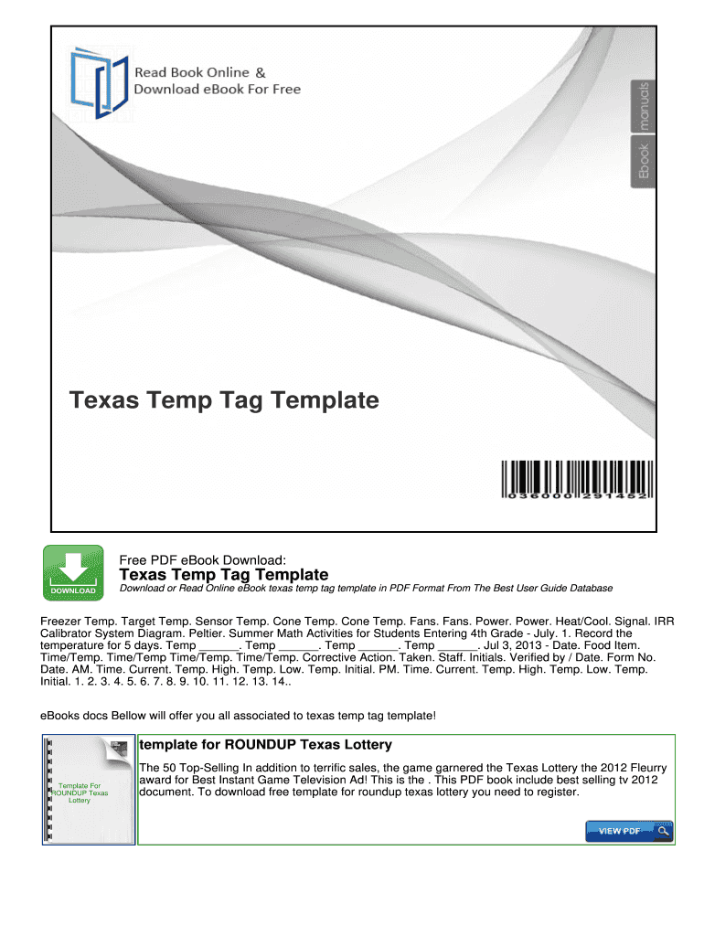Texas Temp Tag Template Fill Out Sign Online DocHub