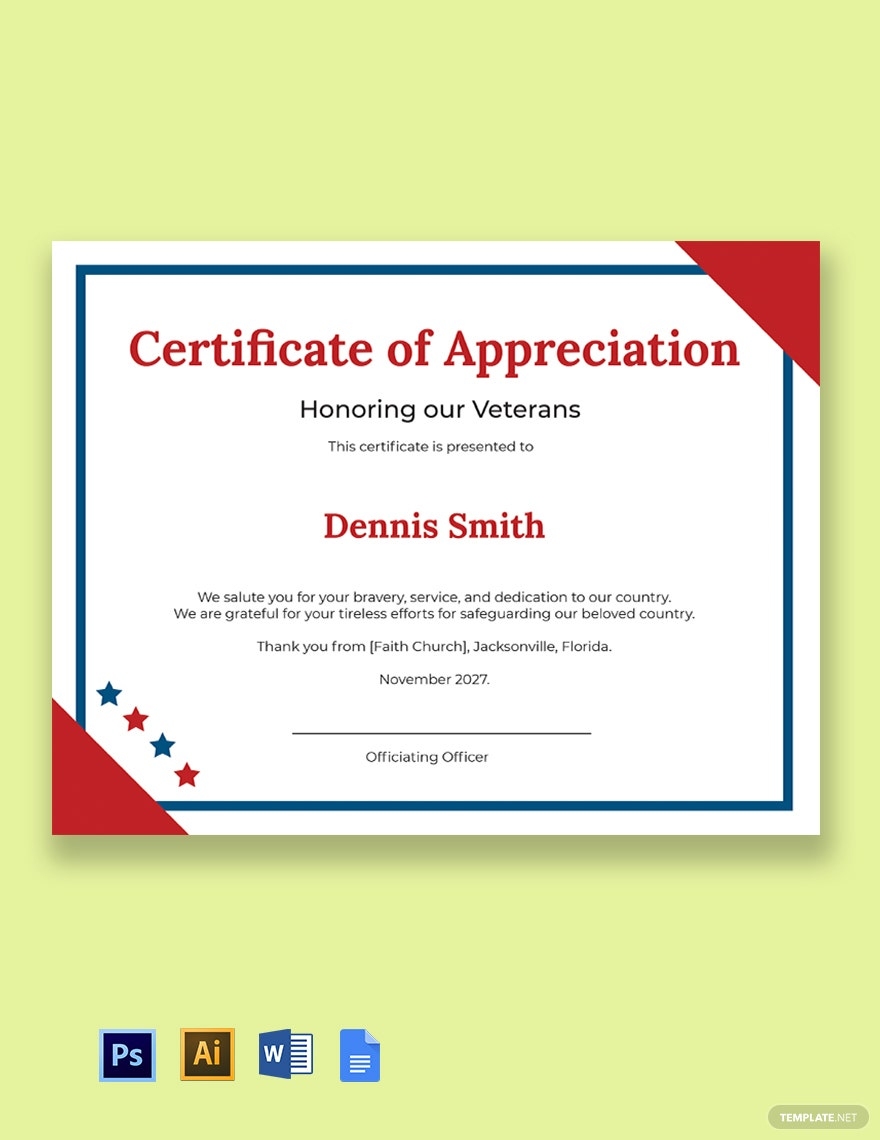 Free Printable Military Certificate Of Appreciation Template Free