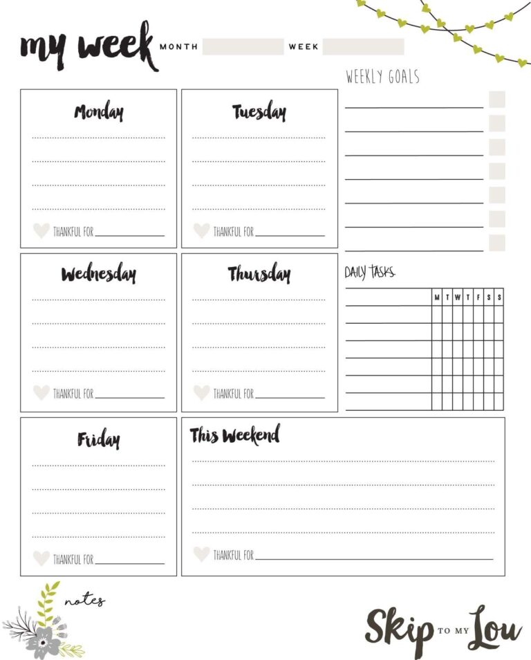 Free Printable Weekly Planner Template - Printables Template Free