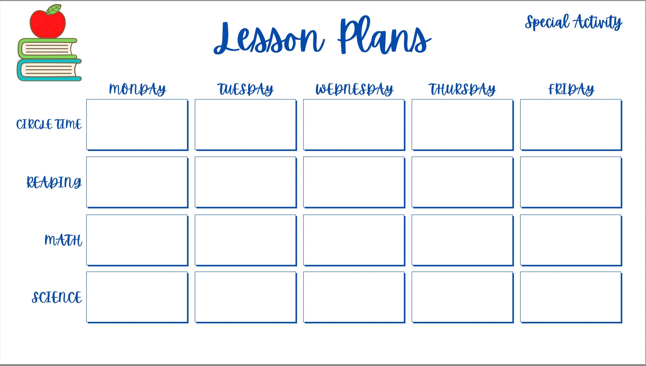 Weekly Preschool Kindergarten Lesson Plan Template Etsy de