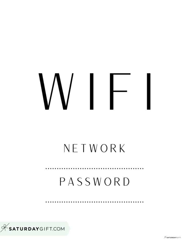 Free Printable Wifi Password Template 5x7