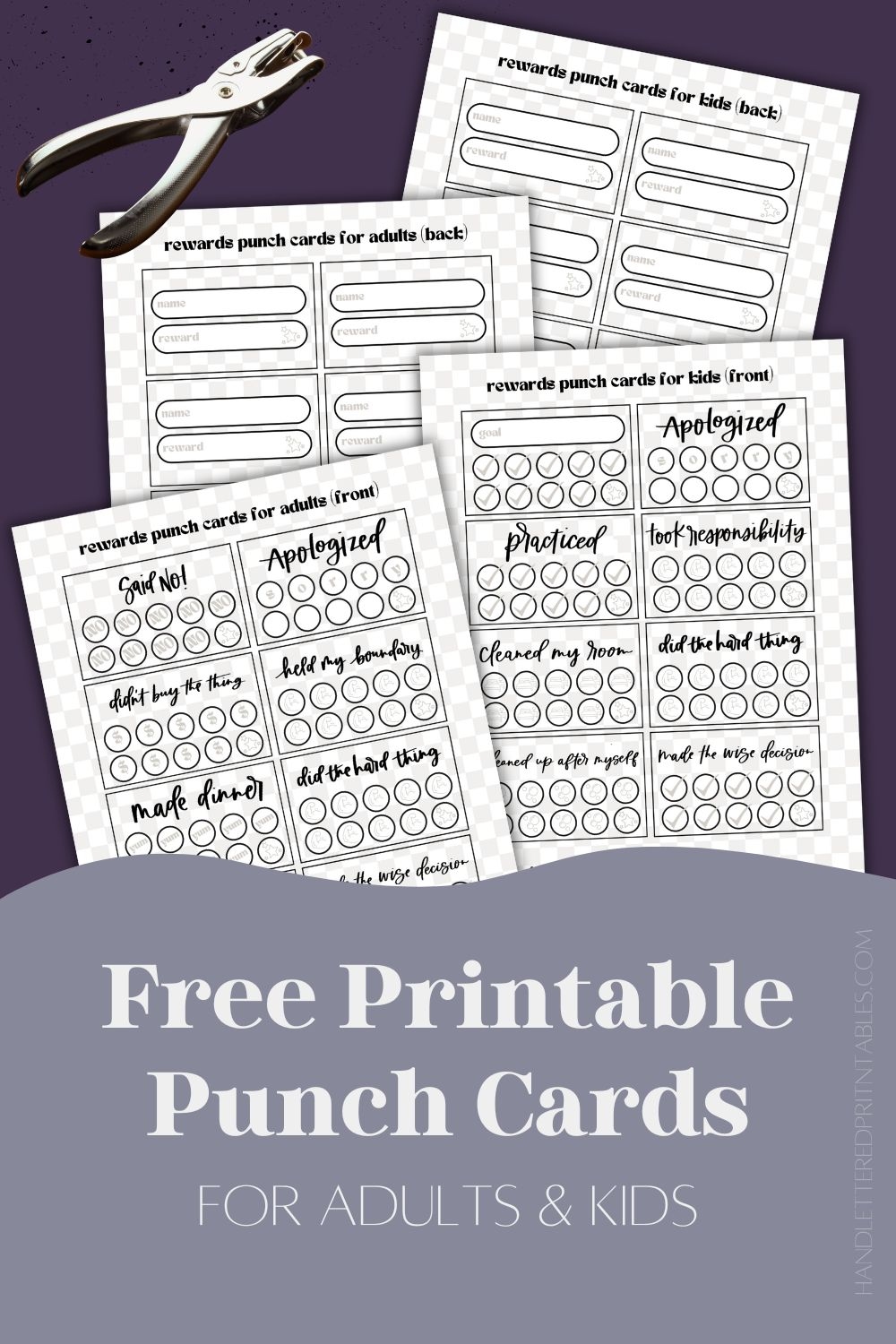 16 Free Printable Punch Cards For Adults Kids Hand Lettered Printables