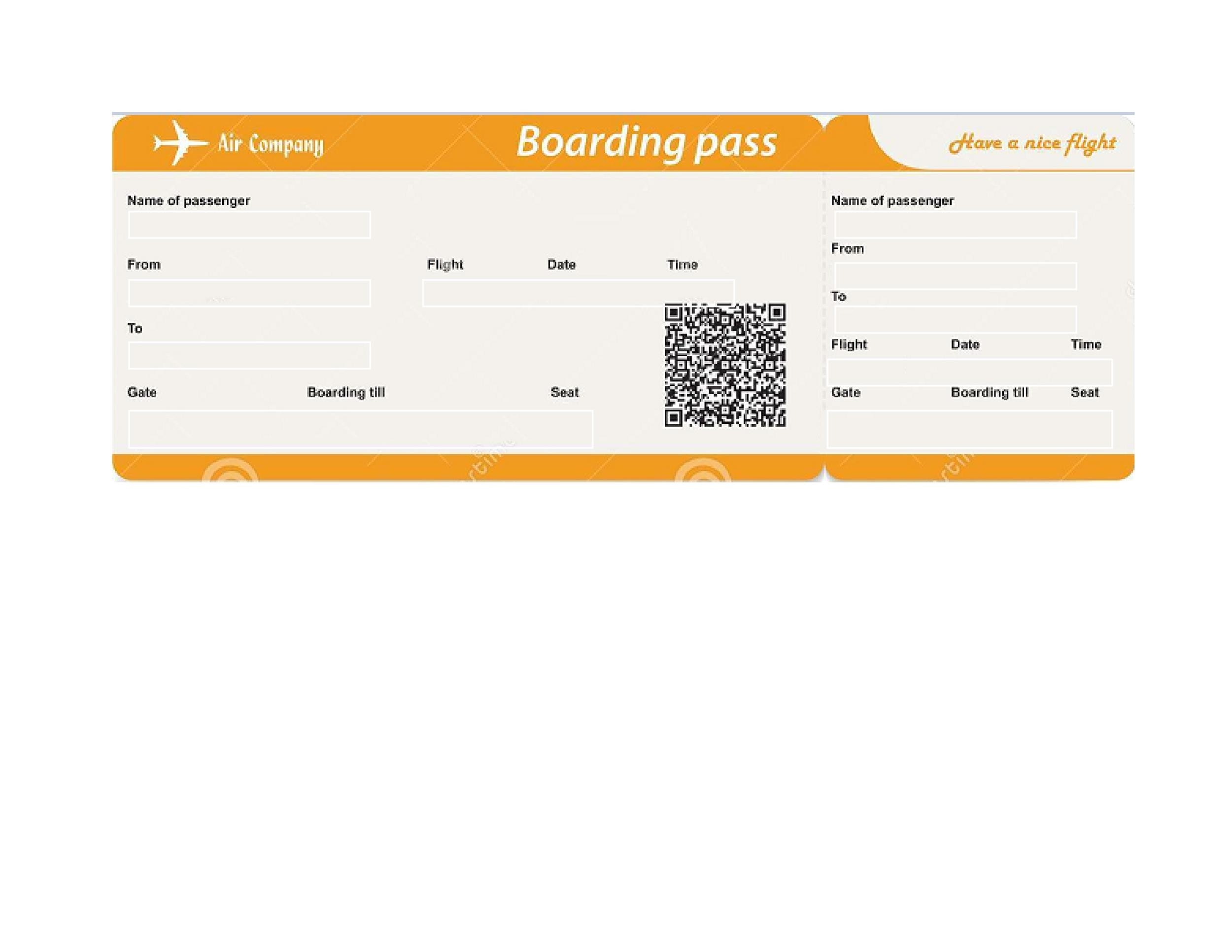 Printable Free Editable Airline Ticket Template