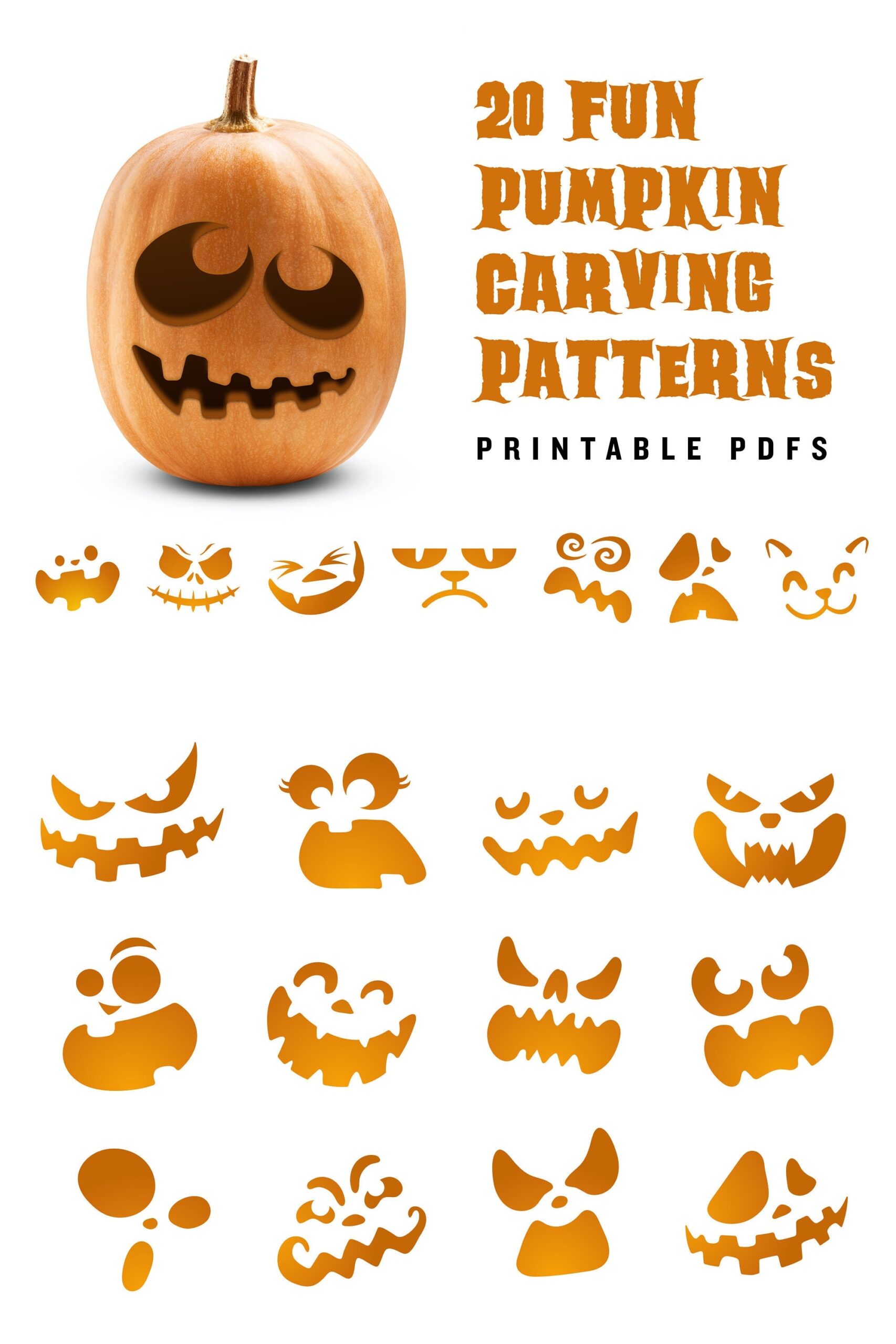 20 Printable Jack o lantern Pumpkin Carving Patterns For Halloween Simple Patterns That Can Make Anyone Look Like A Pro Etsy Denmark