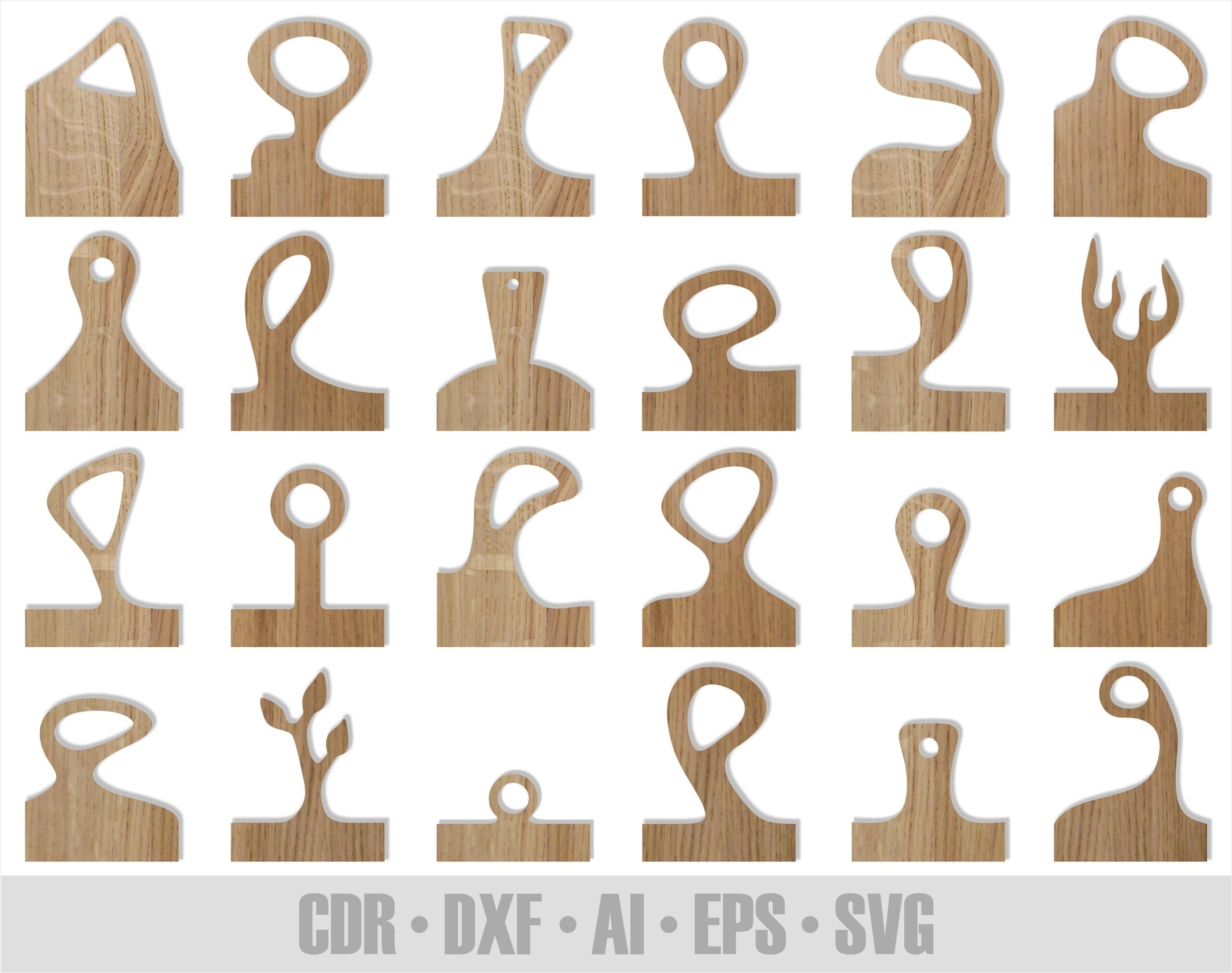 24 Hand Drawn Cutting Board Handle Templates Set 2 SVG DXF PDF Vector Files For Cnc And Lasercutting Machines Ready To Print Pdf Files Etsy