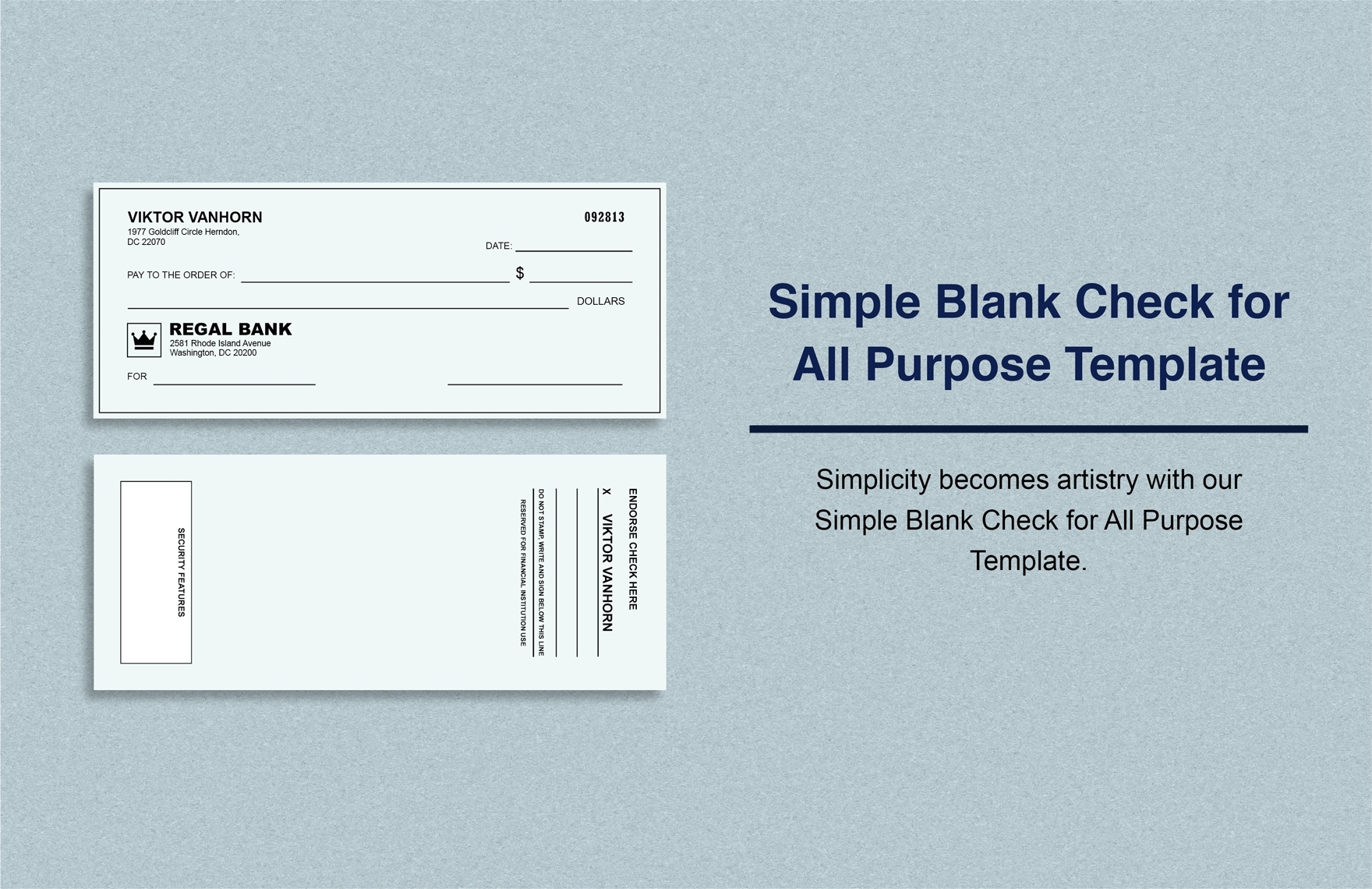 Printable Blank Business Check Template