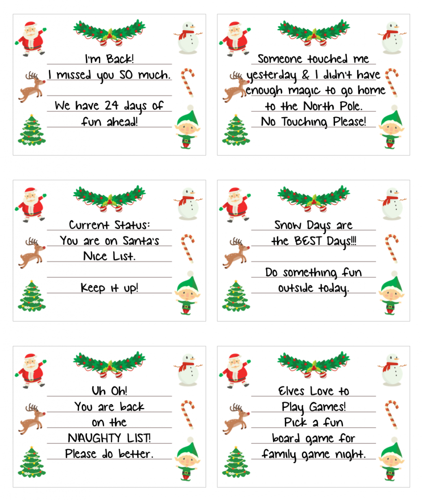 30 FREE Elf On The Shelf Printable Notes