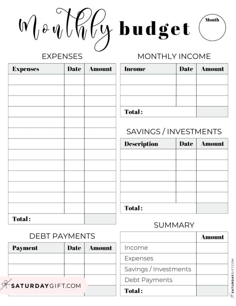 Free Monthly Budget Templates Printable