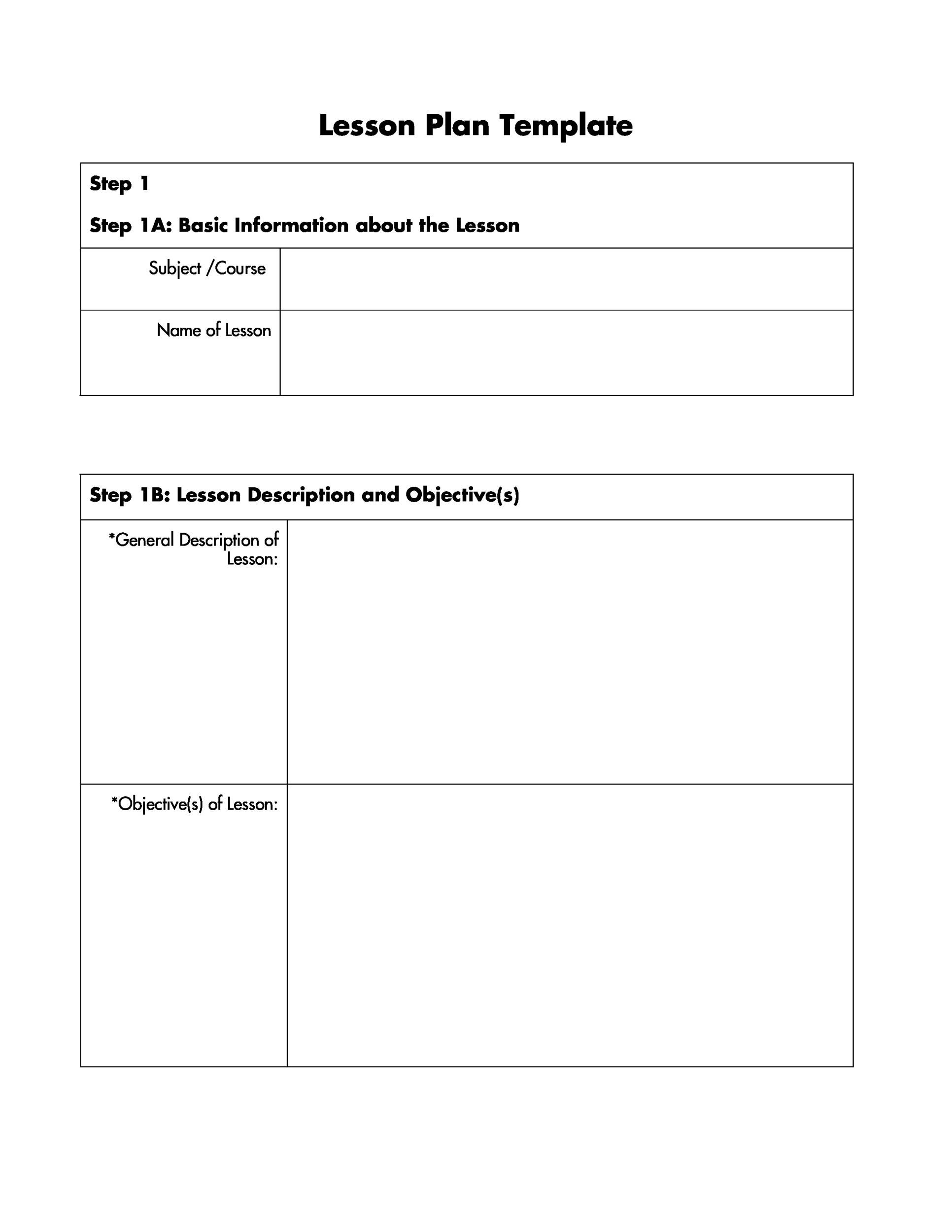 Free Lesson Plan Template Printable