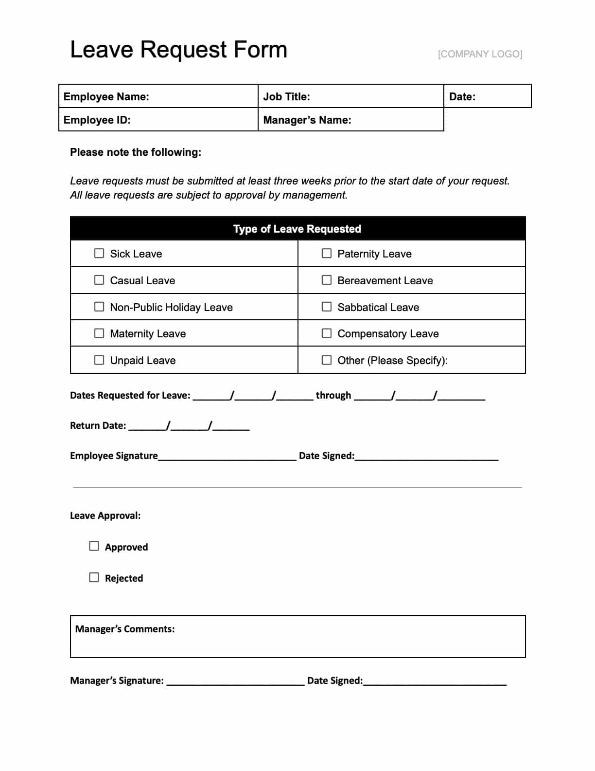 5 Free Time Off Request Form Templates