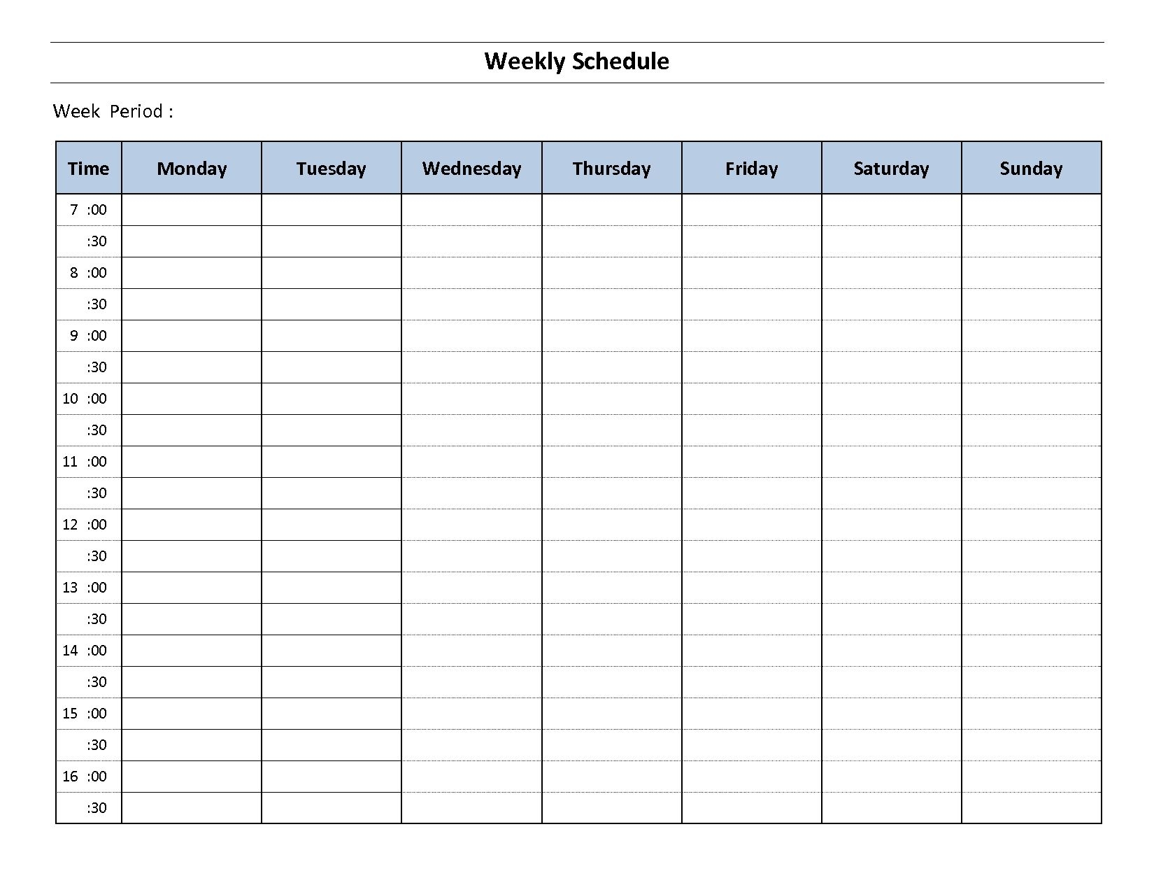 7 Day Weekly Planner Template Printable Calendar Template Printable