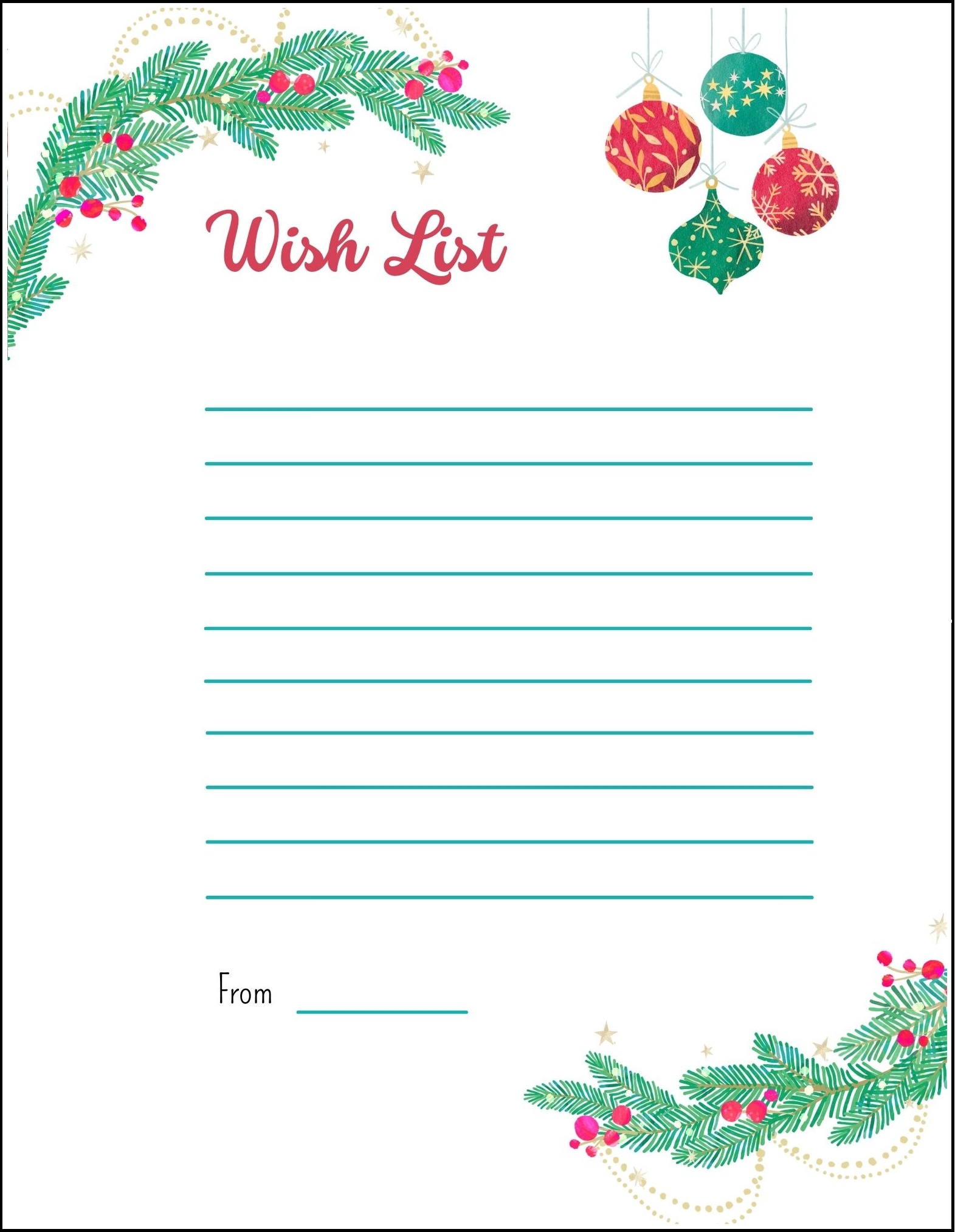 Free Printable Christmas List Template