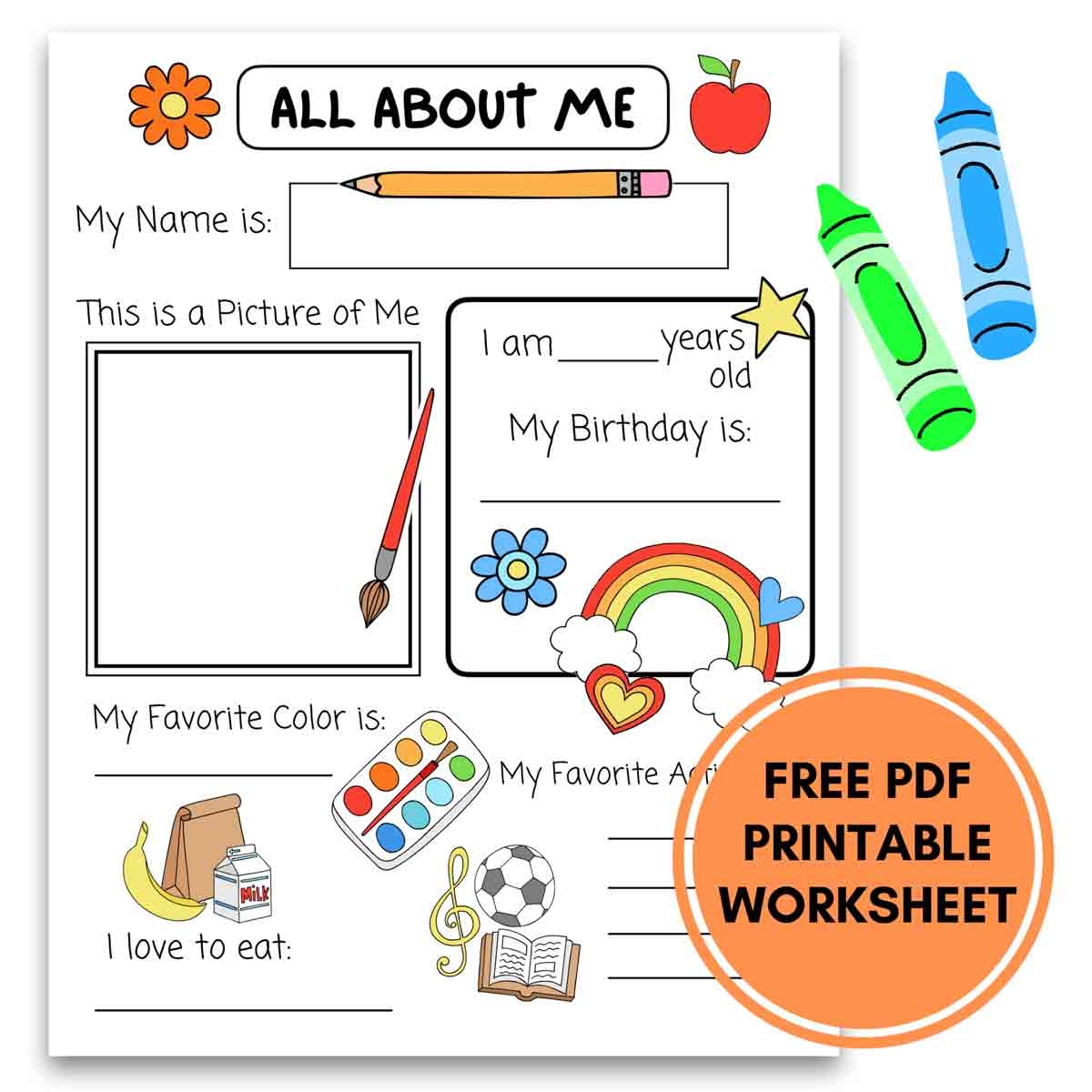 All About Me Printable Preschool Worksheet Free PDF MindyMakes