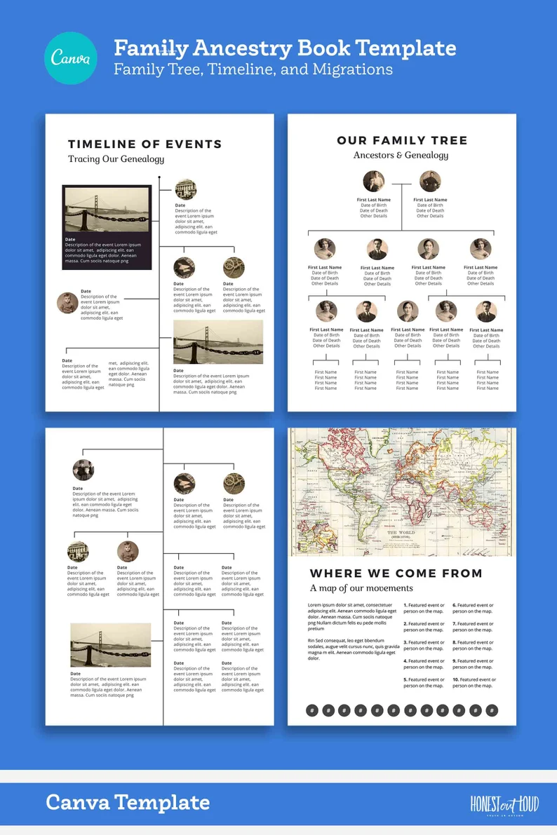 Ancestry Book Template Family Tree Family History And Genealogy Printable Book IPad Canva Etsy