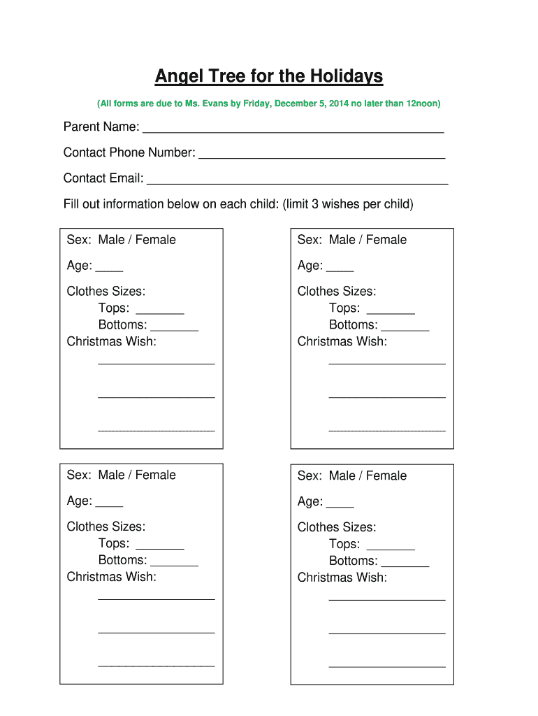 Angel Tree Template Fill Online Printable Fillable Blank PdfFiller