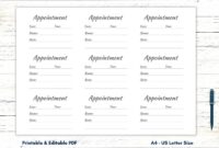 Appointment Card Template Appointment Card Printable Appointment Cards Appointment Reminder Cards Appointment Planner A4 US Letter PDF