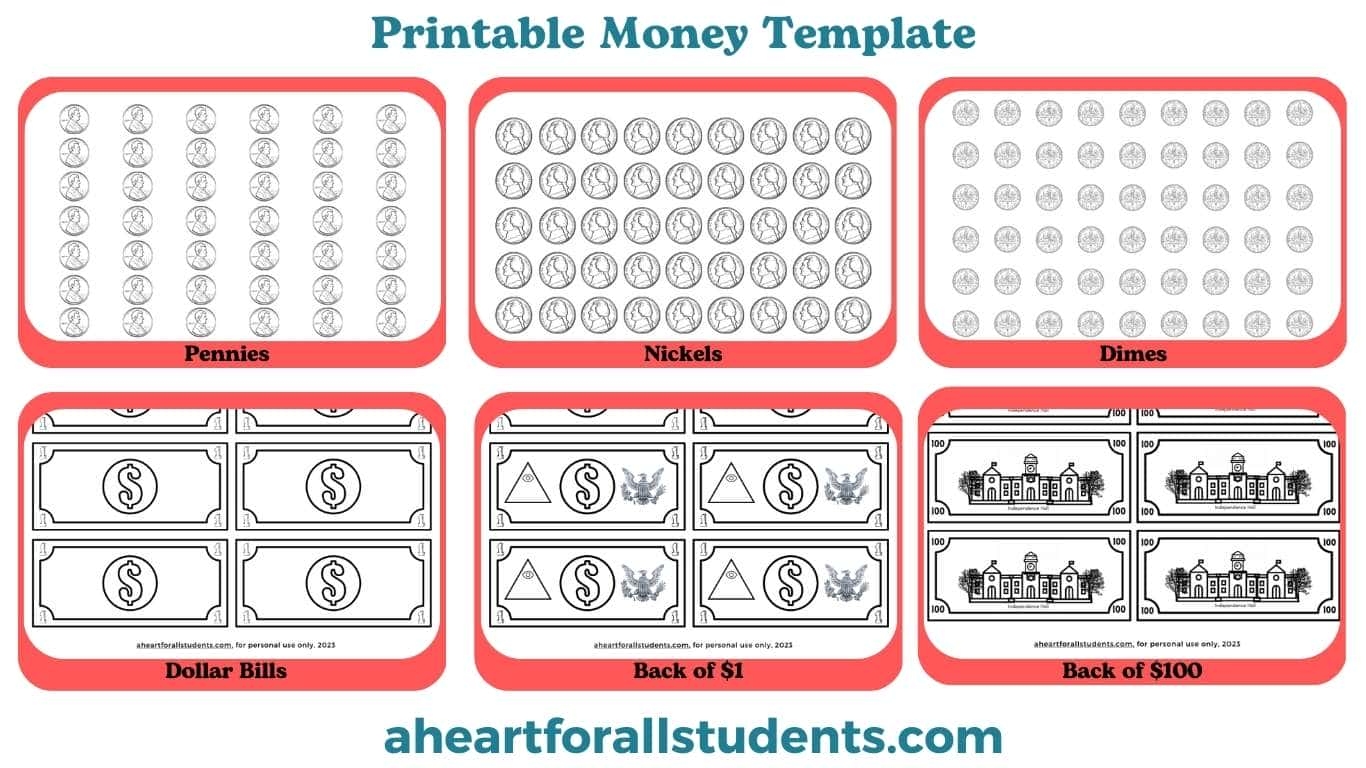 Best FREE Printable Money Template Classroom Or Homeschool A Heart For All Students