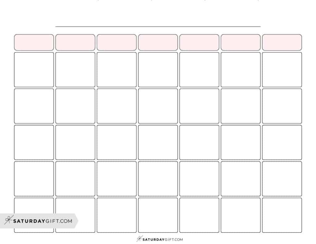 Blank Calendar Template Printable Free