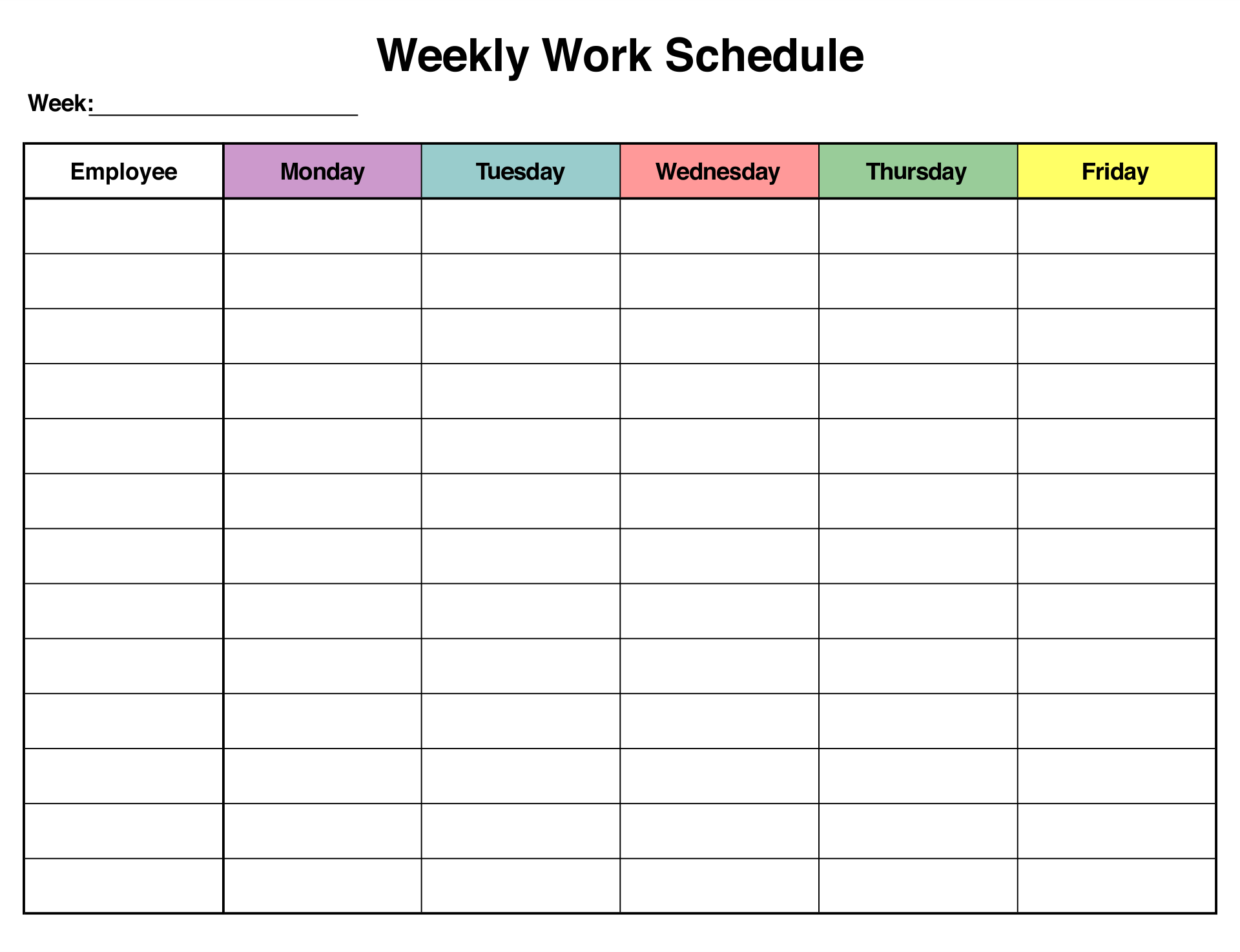 Blank Employee Schedules 20 Free PDF Printables Printablee