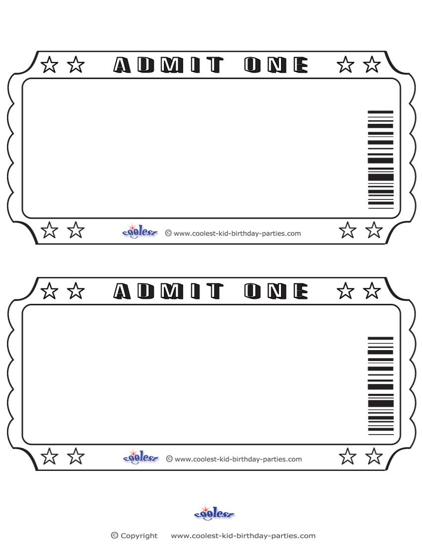 Blank Printable Admit One Invitations