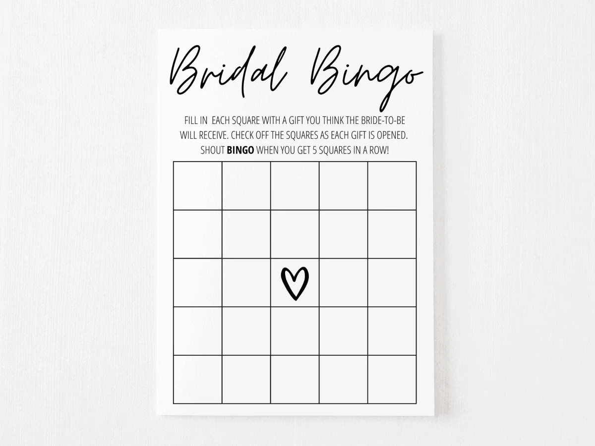 Bridal Shower Bingo Free Printable Modern MOH