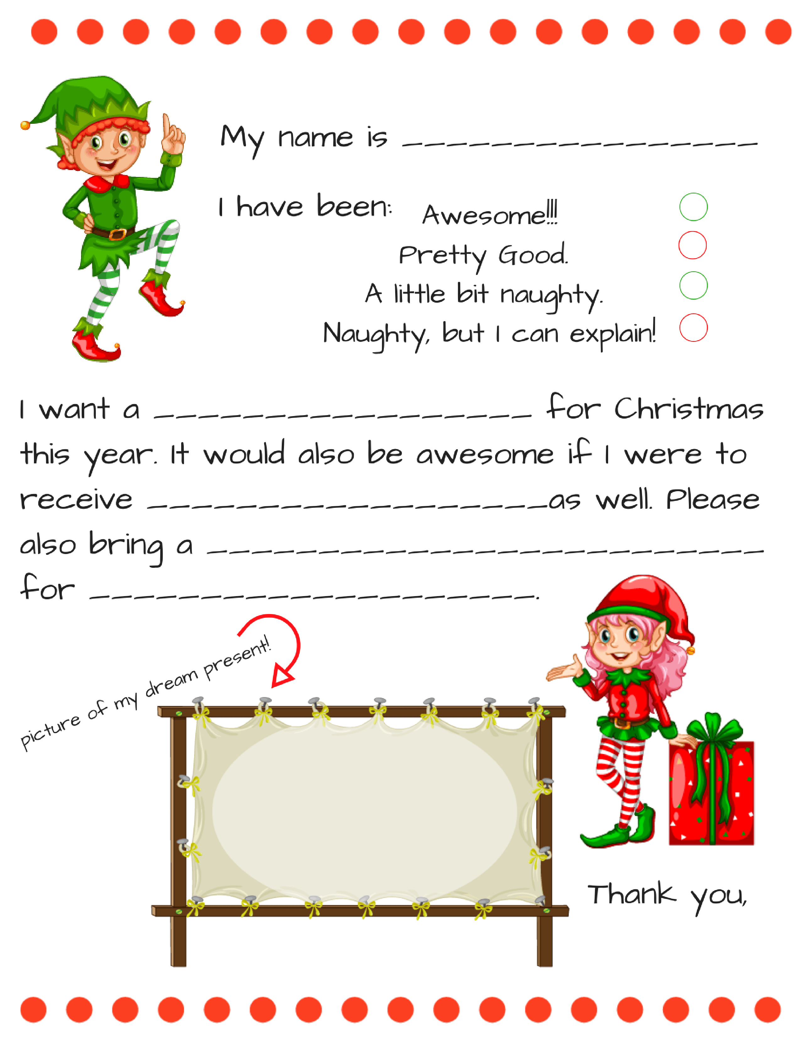 Dear Santa Fill In Letter Template Momdot