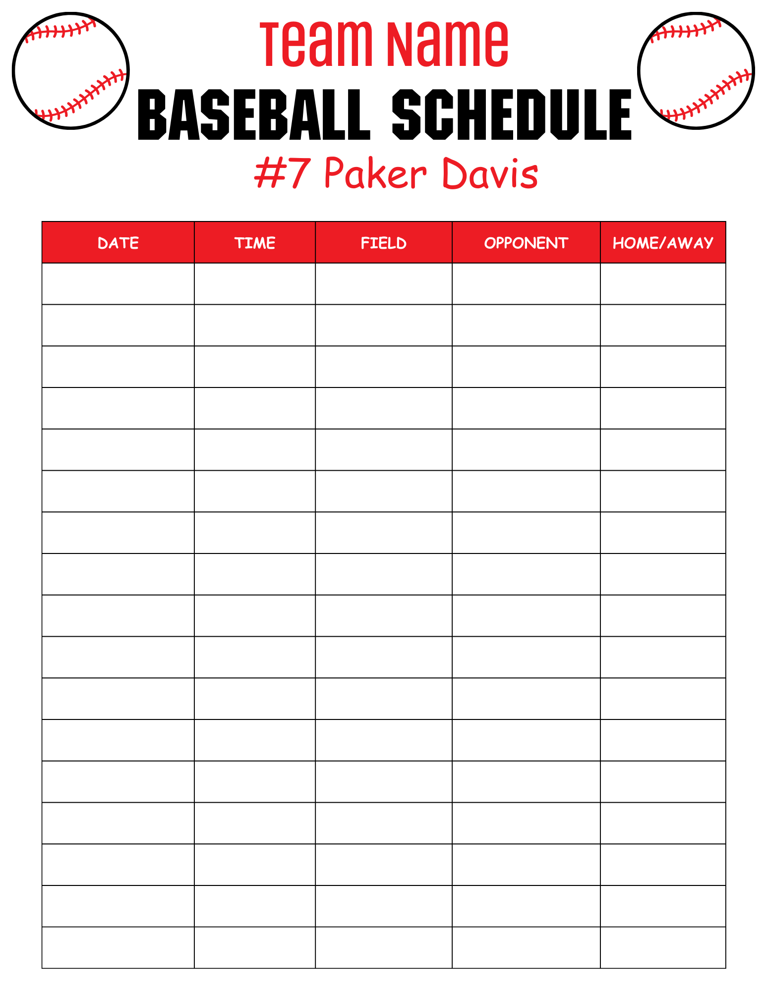 Printable Baseball Practice Plan Template