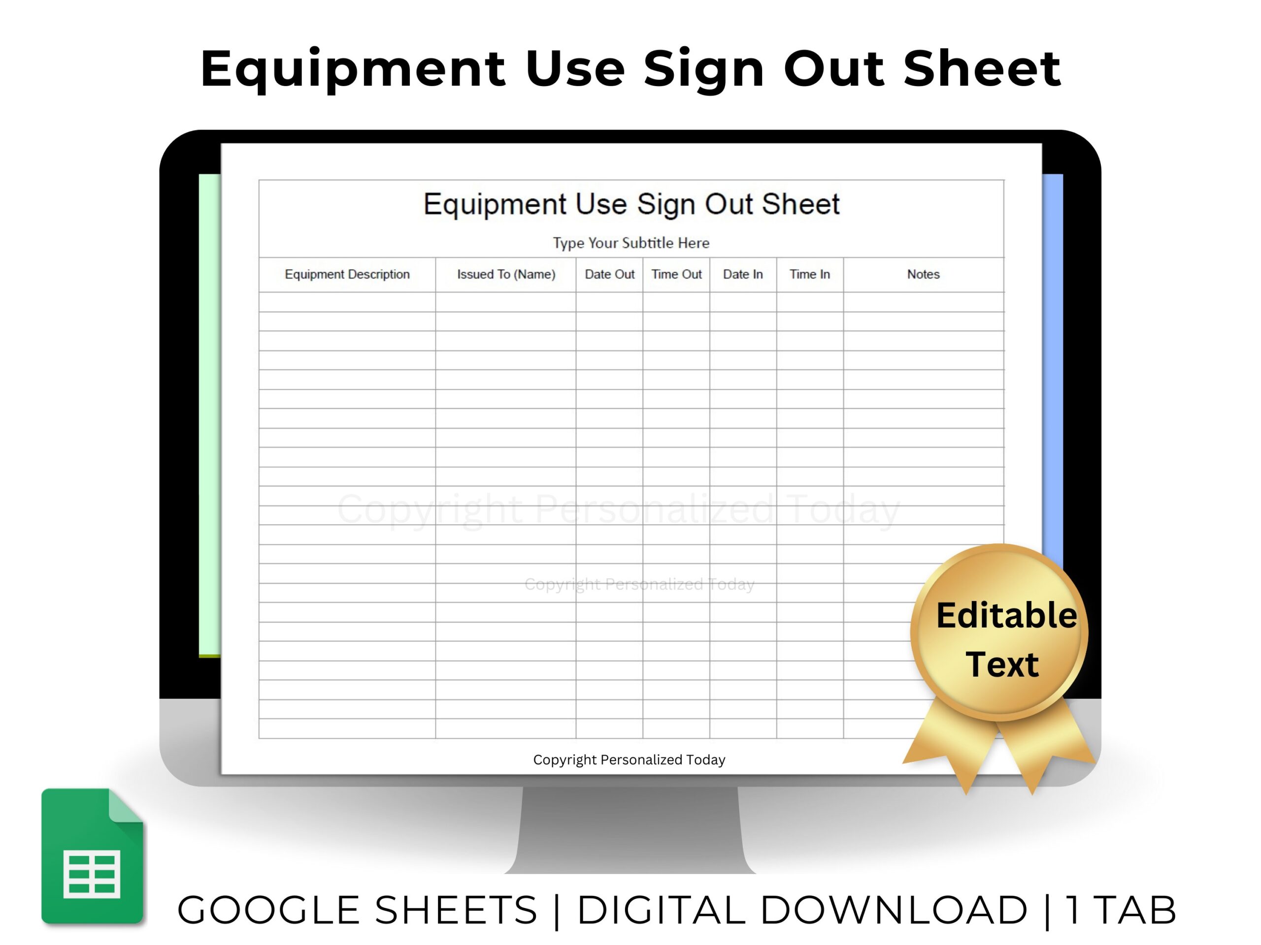 Printable Equipment Sign Out Sheet Template