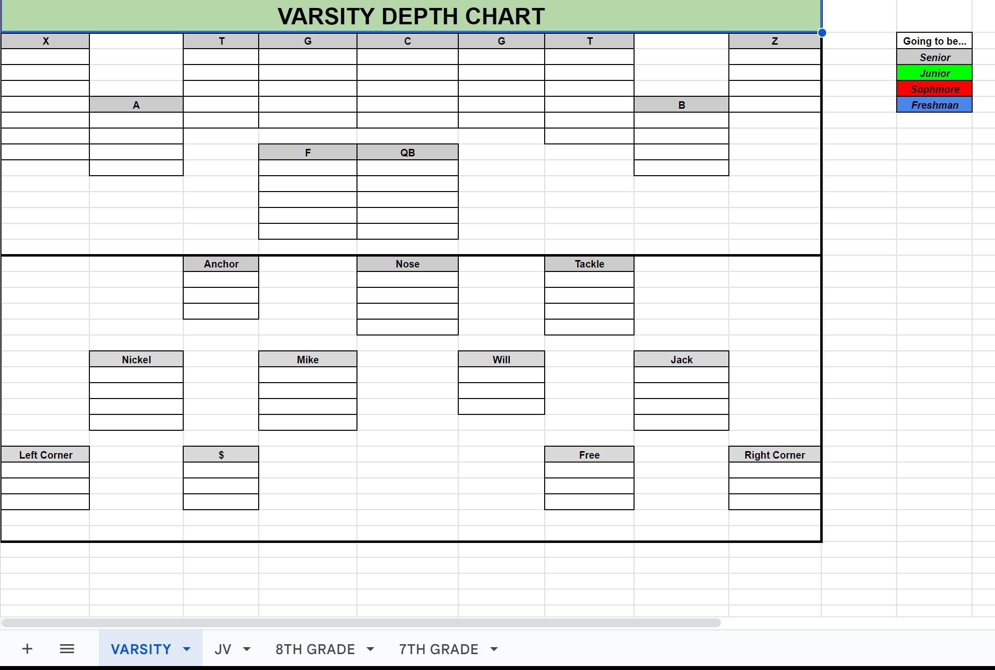 Football Depth Chart Etsy