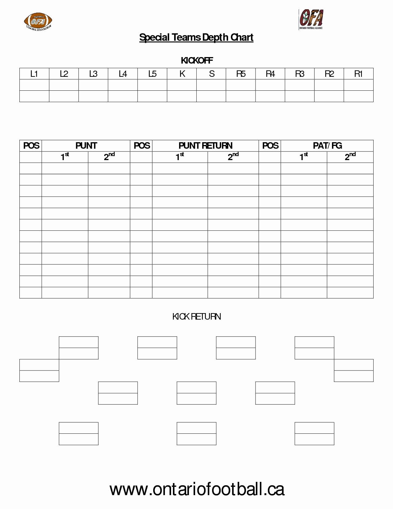 Football Depth Chart Template Excel