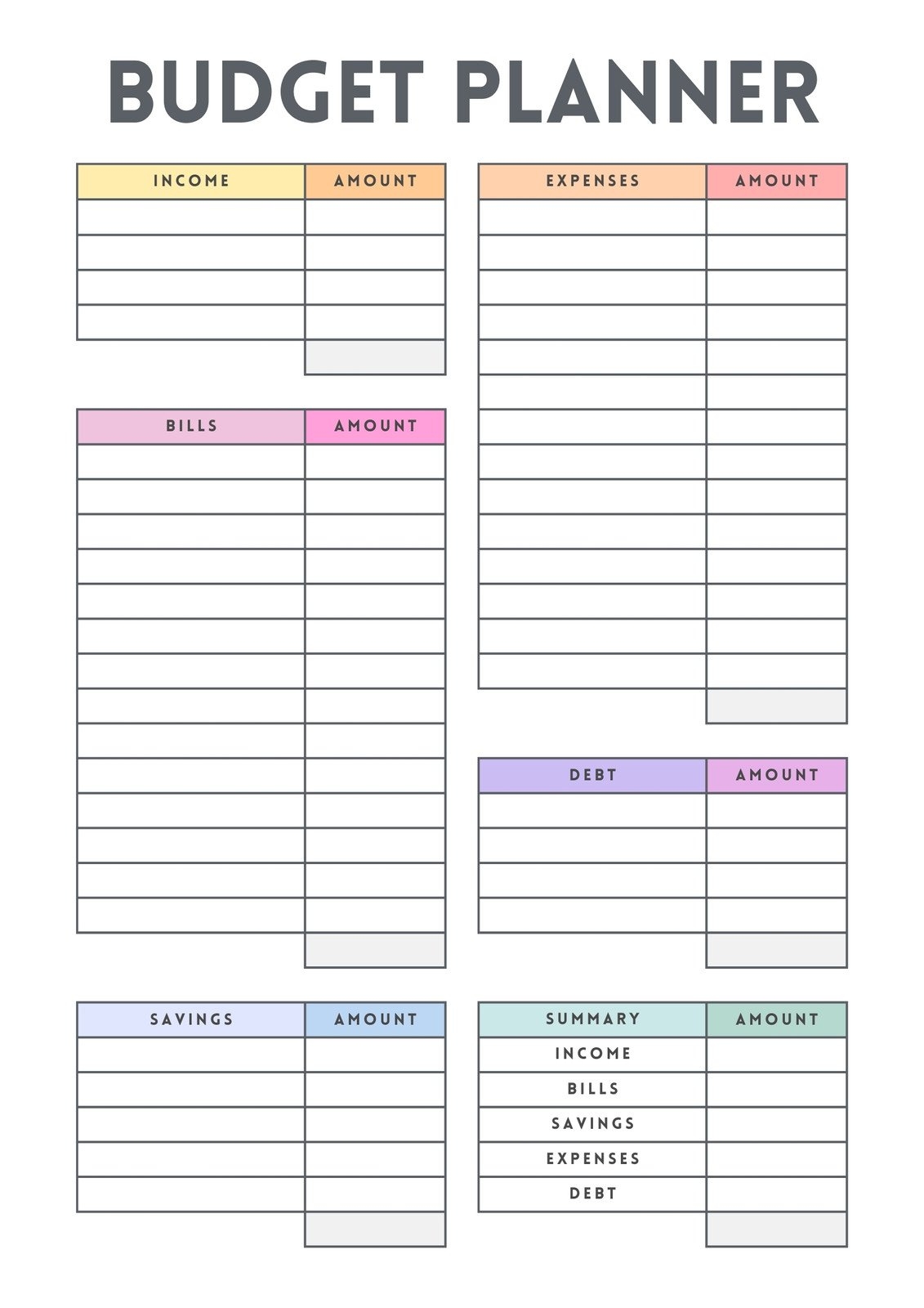 Printable Free Monthly Budget Template