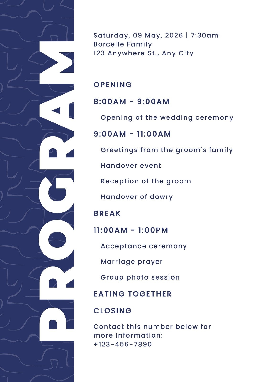 Free Printable Event Program Template