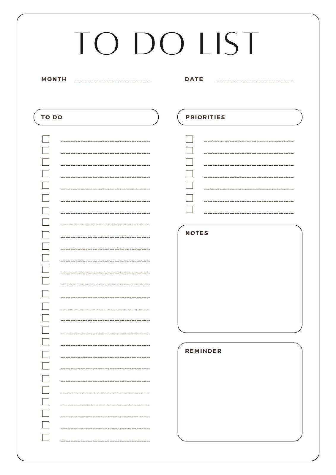 Free And Customizable To Do List Templates