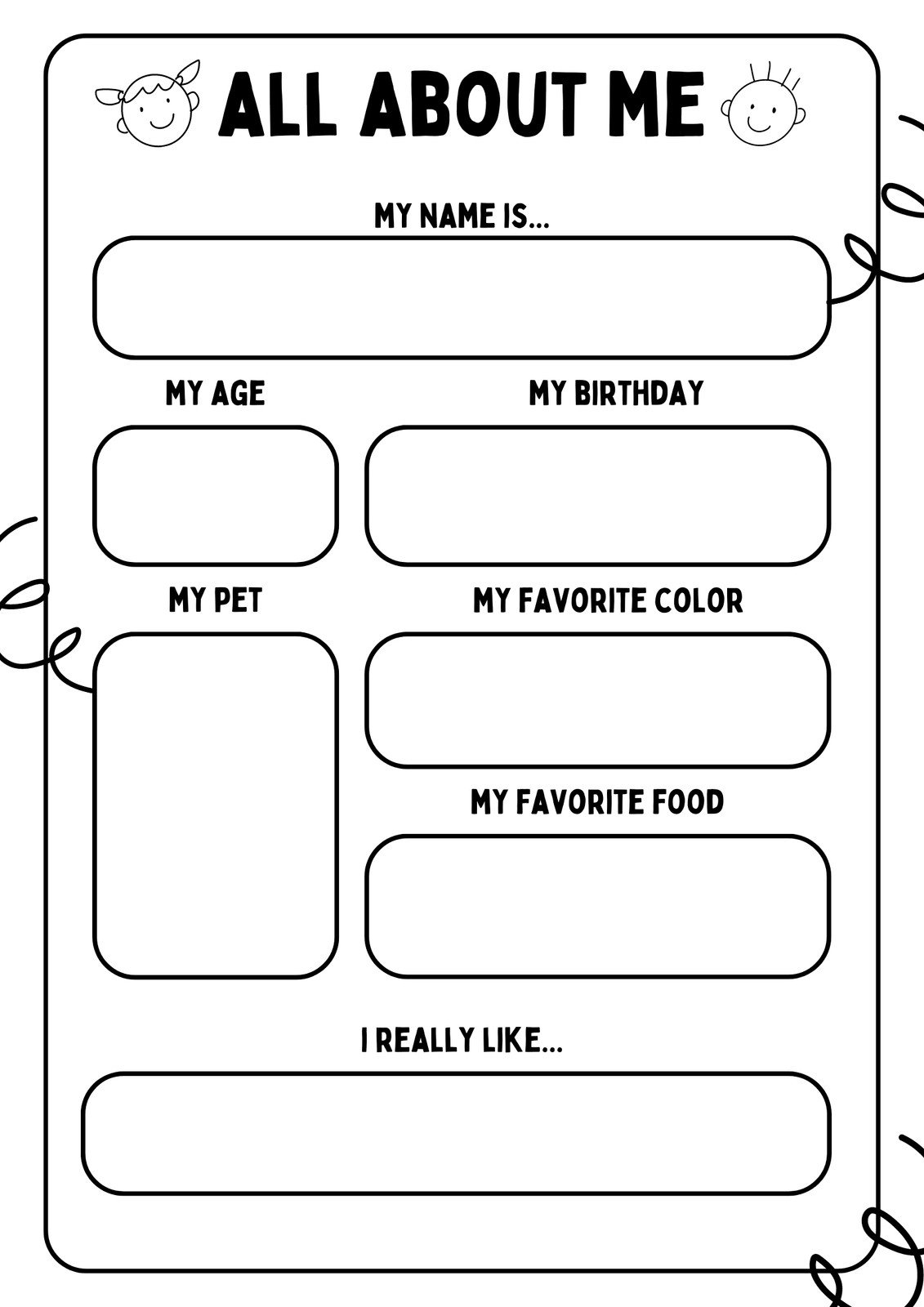 Free And Printable All About Me Worksheet Templates Canva