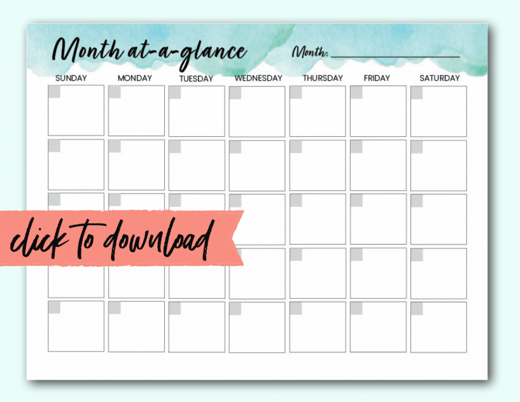 Printable Free Monthly Calendar Template