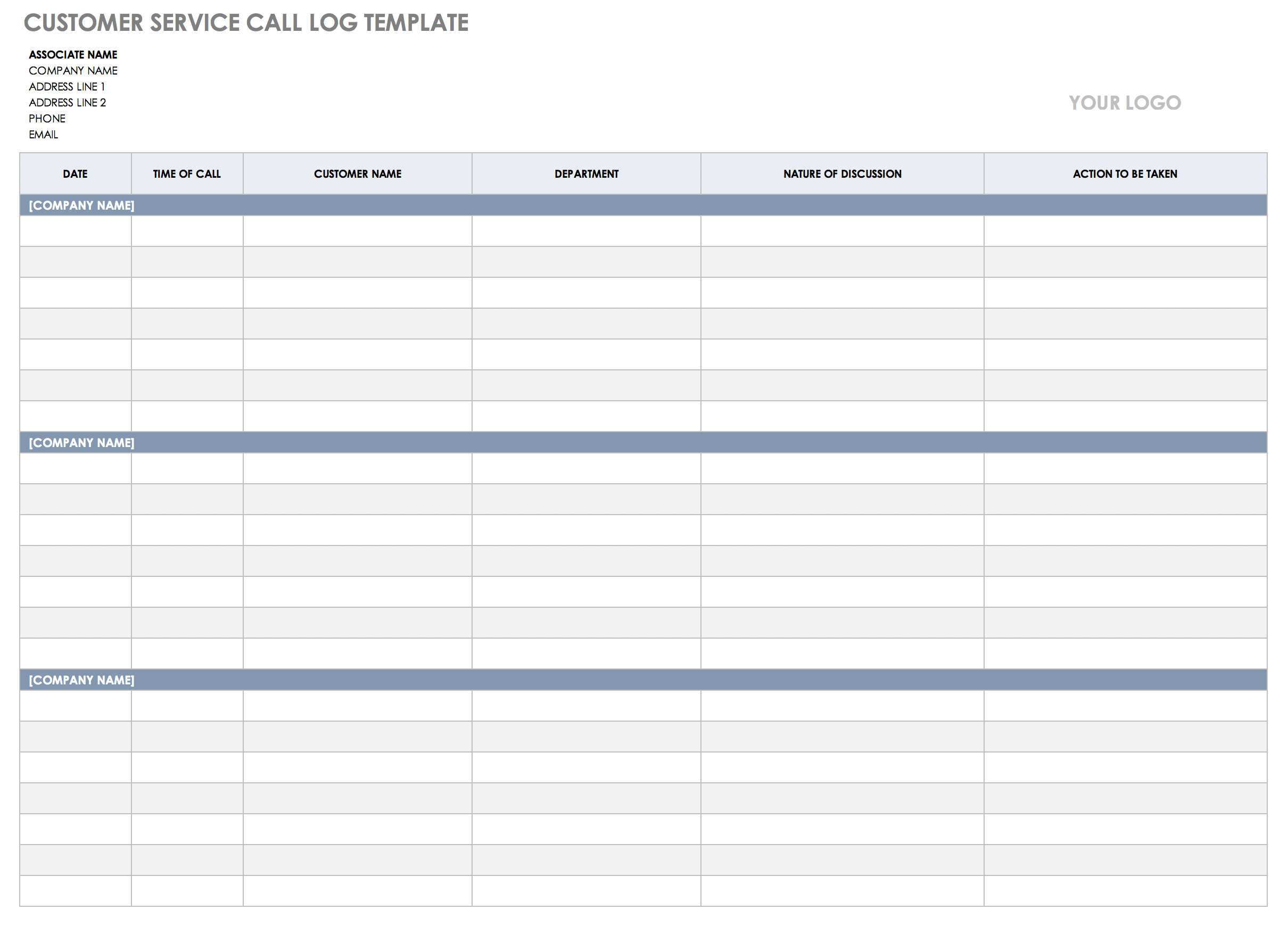 Free Client Call Log Templates Smartsheet