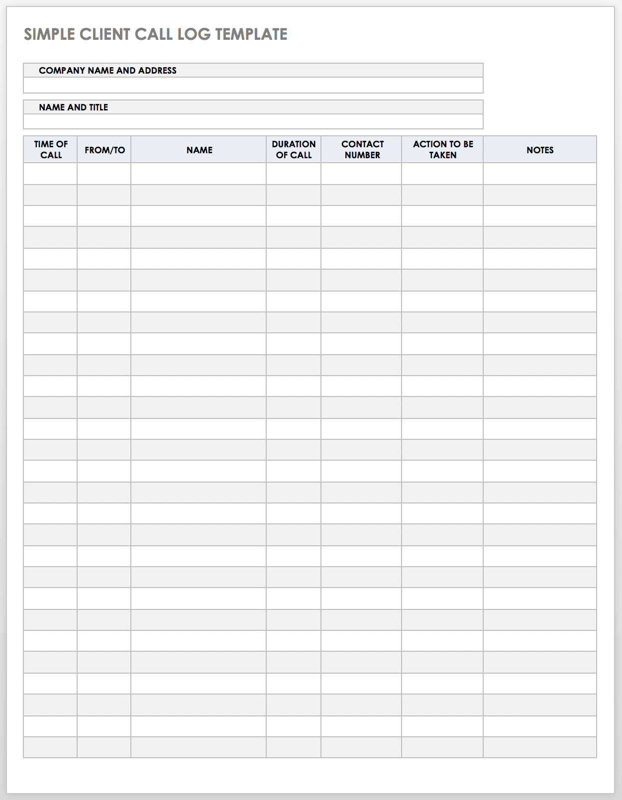 Free Client Call Log Templates Smartsheet