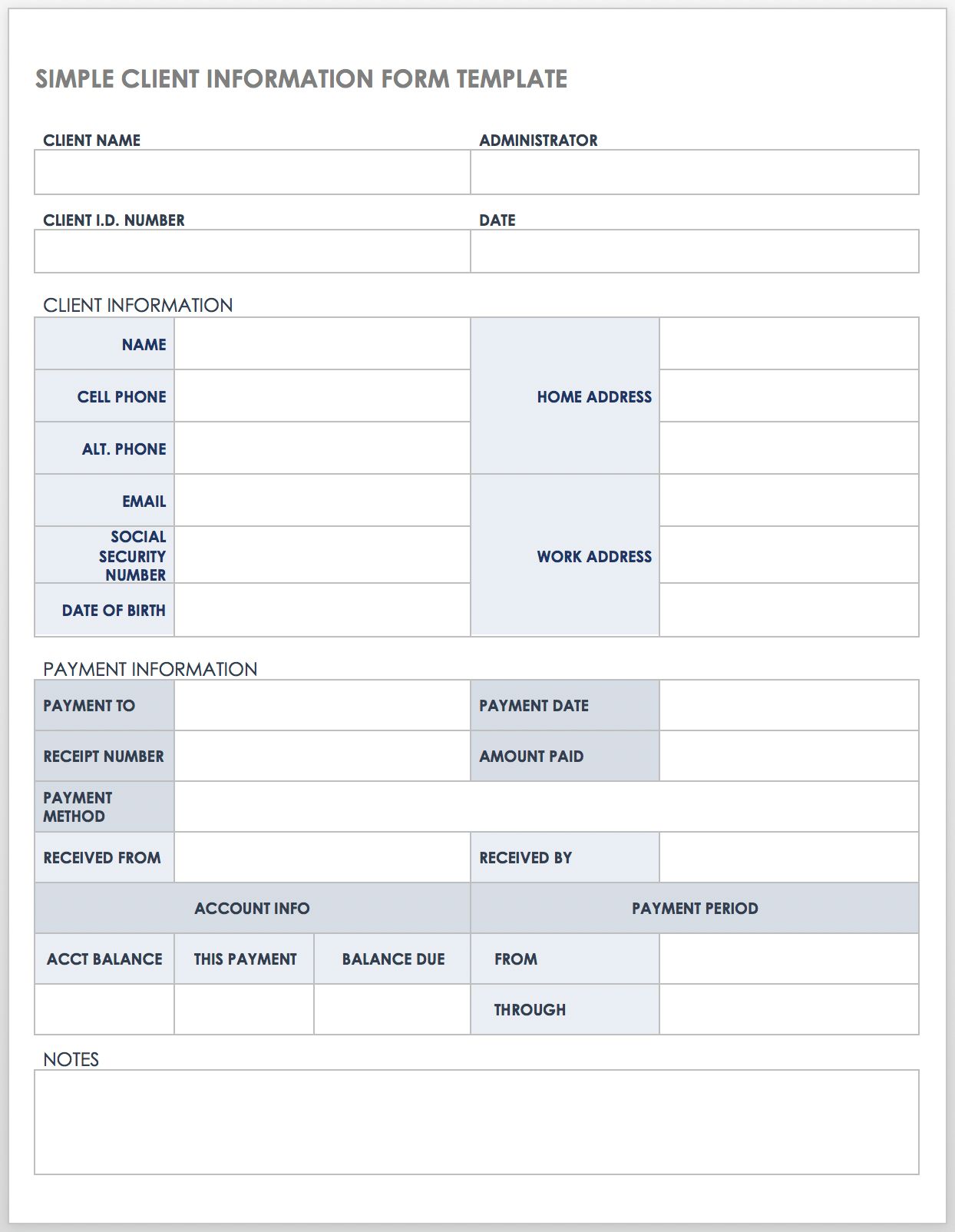 Free Client Information Forms Templates Smartsheet