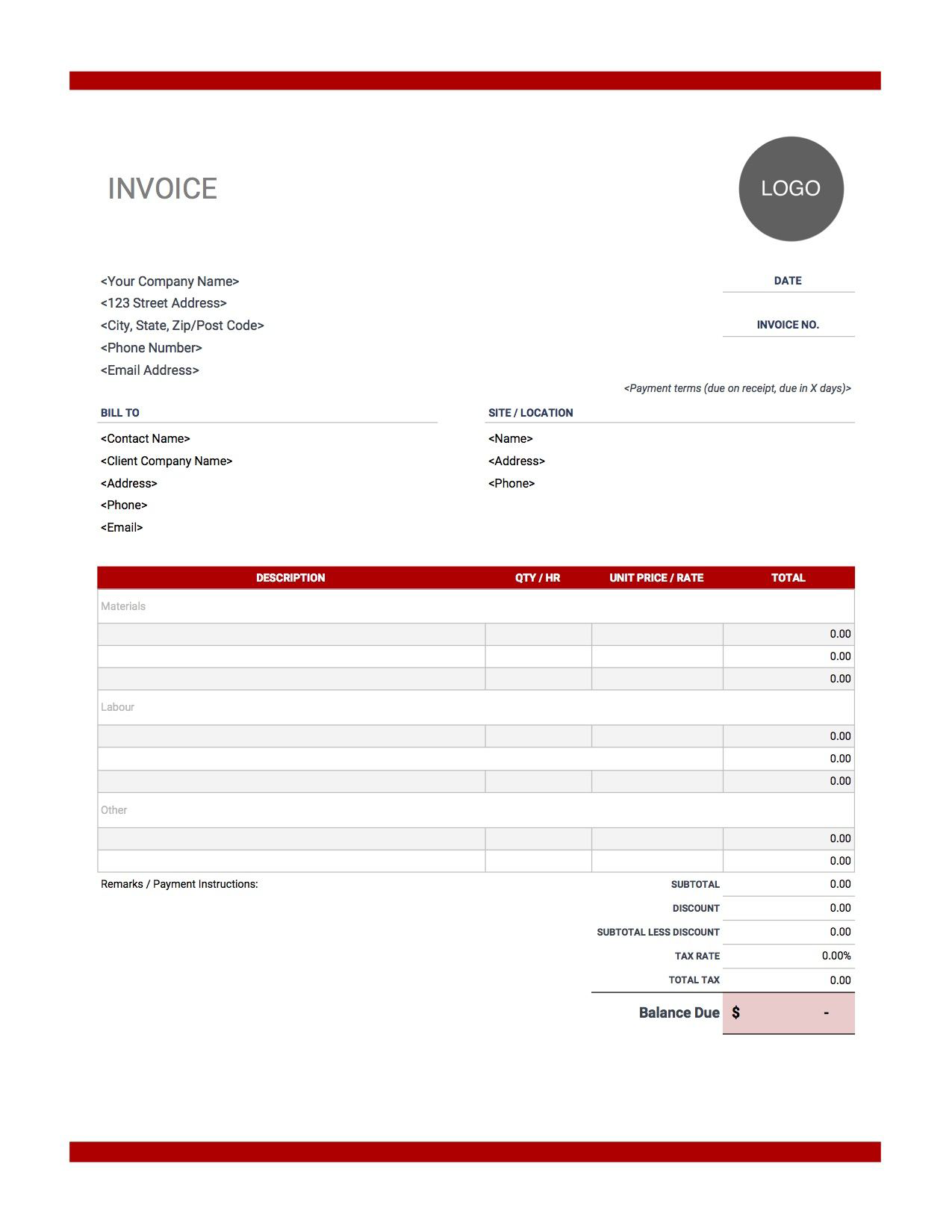 Free Construction Invoice Templates