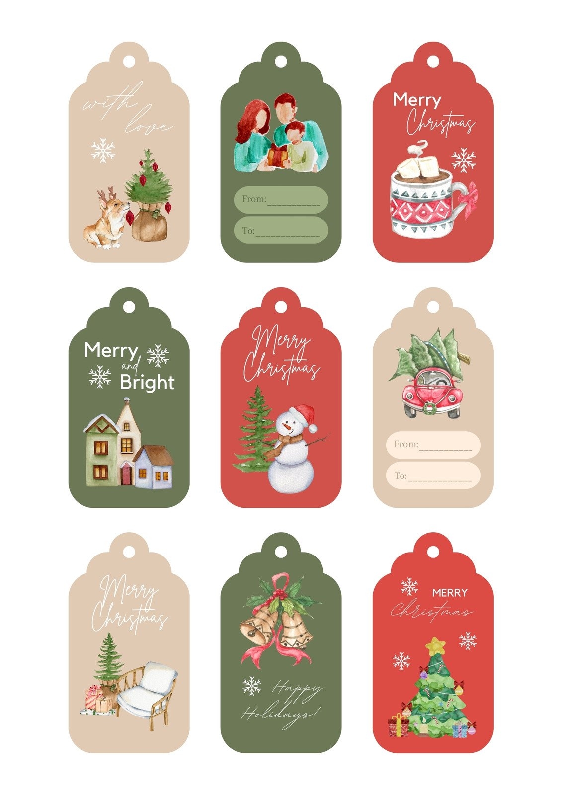 Free Custom Printable Christmas Tag Templates Canva