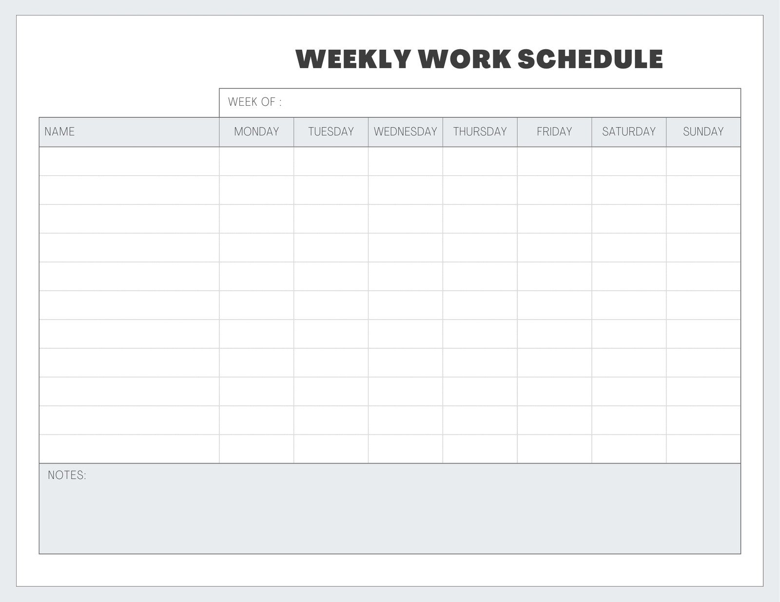 Free Custom Printable Work Schedule Planner Templates Canva