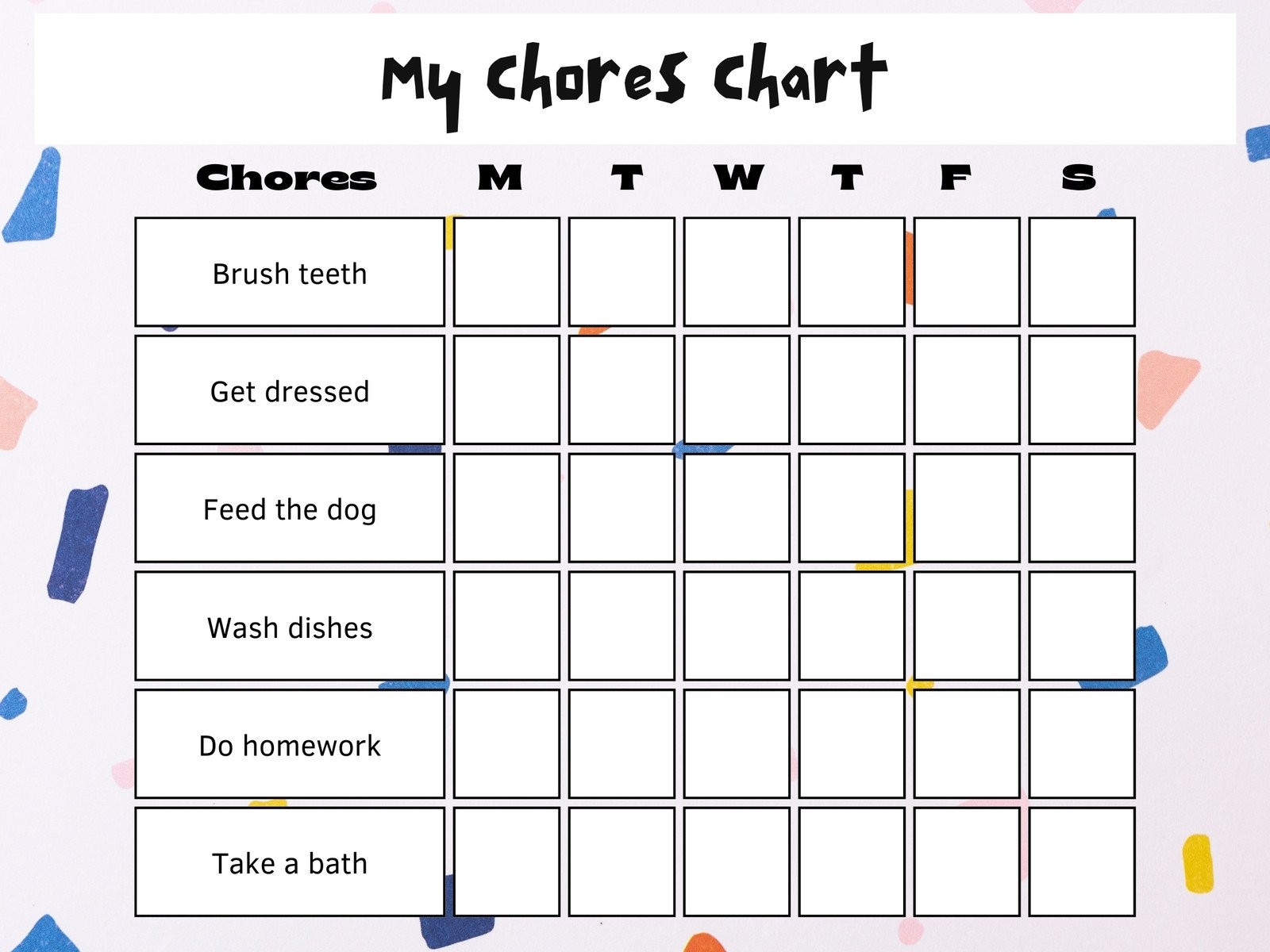 Free Customizable Chore Chart Templates To Print Canva